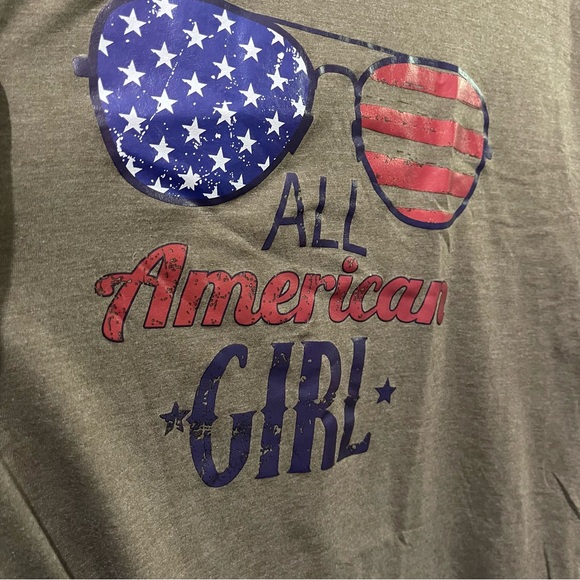 SHEIN Women’s Plus Size All American Girl Olive T-Shirt Vinyl Print Size 2XL - Picture 2 of 13